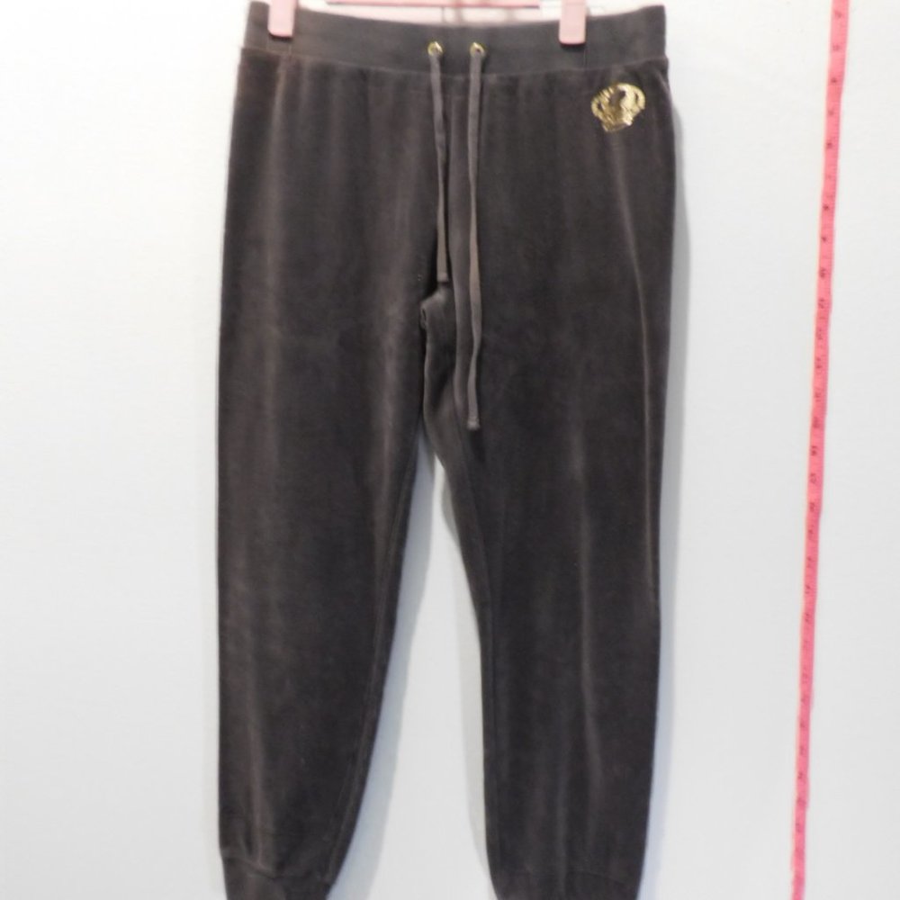 Juicy Coutoure Dark Gray Velour/Velvet Trackpant. Women's Size S - Gold Accent